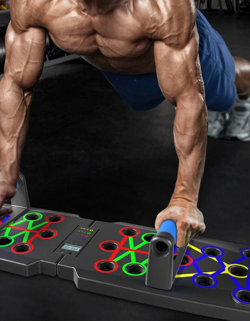 Load image into Gallery viewer, Push up Board with Automatic Count, Portable Multi-Function Foldable 10 in 1 Push up Bar, Push up Handles for Floor,Professional Push up Strength Training Equipment with Timer
