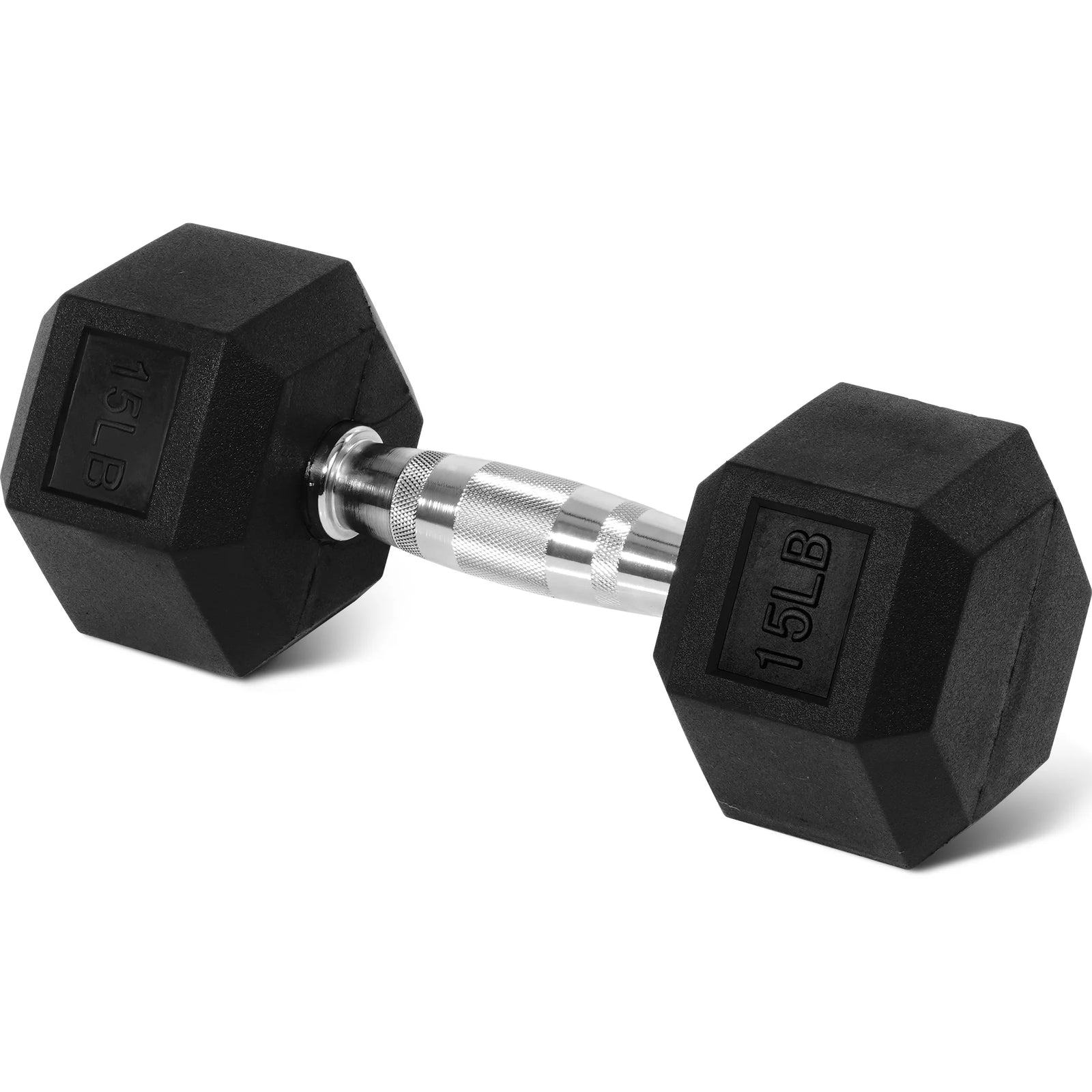 Rubber Encased Hex Dumbbell, 25Lbs, Single