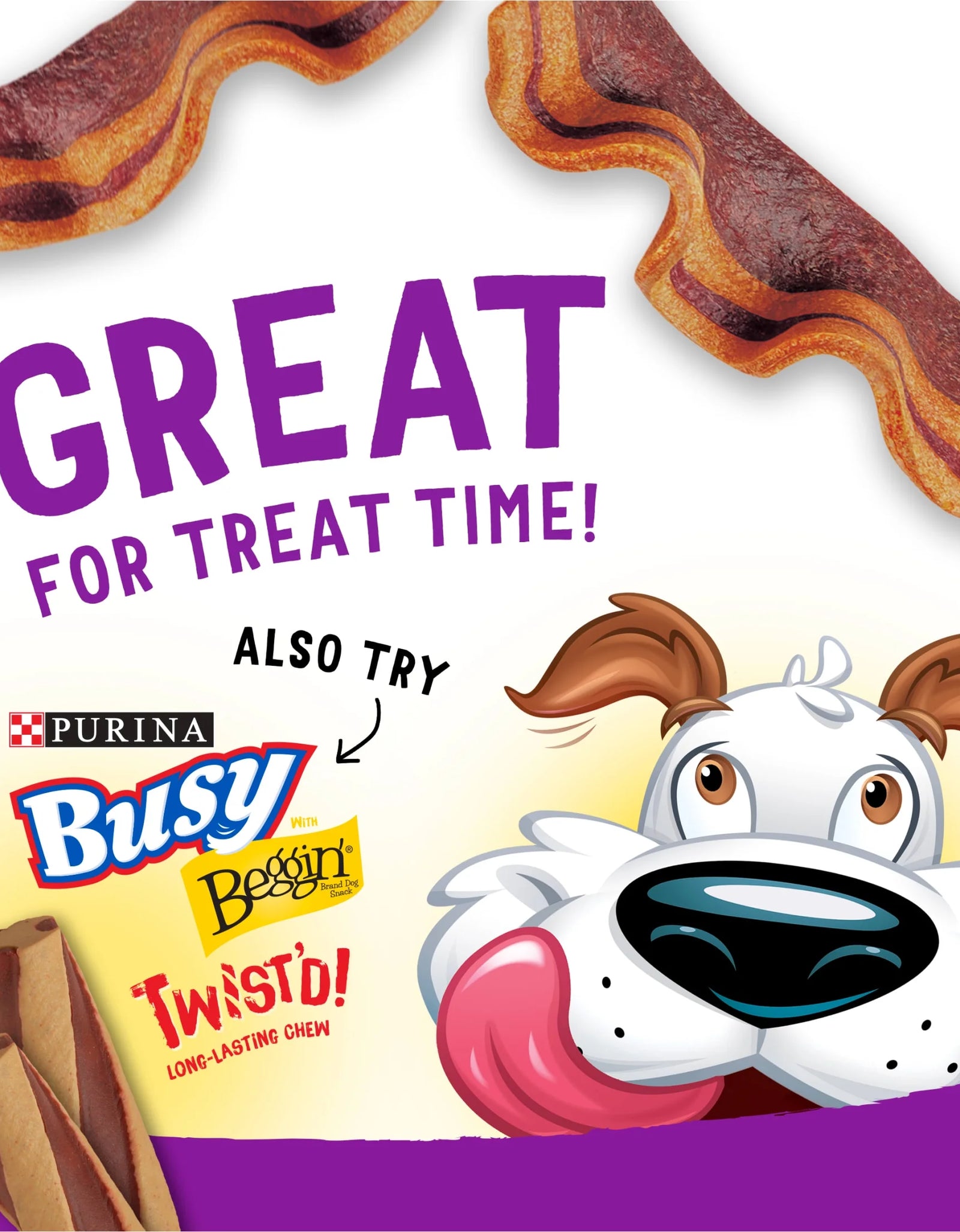 Purina  Strips Dog Treats with Real Bacon & Peanut Butter Flavors Tender Chews, 40 Oz Pouch