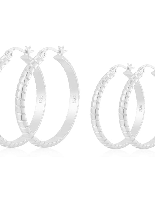 Load image into Gallery viewer, 2 Pairs 18K White Gold Plated Hoop Earrings for Women S925 Sterling Silver Post Hypoallergenic Earrings Set Birthday Christmas Jewelry Gifts Mom Girlfriend Adults Stocking Stuffers 30/40MM
