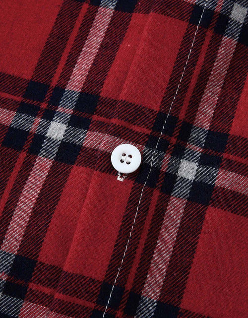 Load image into Gallery viewer, Men'S Casual Plaid Flannel Jacket with Hoodie Lightweight Fall Winter Long Sleeve Button down Plaid Flannel Hooded Shirt Red L
