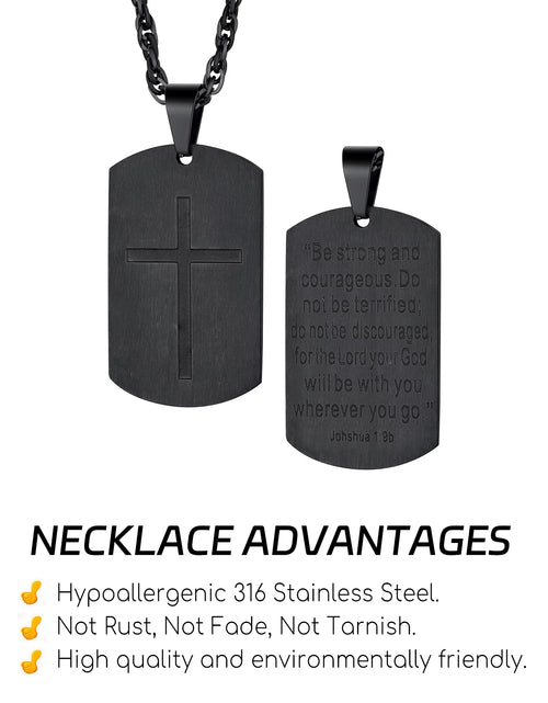 Load image into Gallery viewer, Cross Necklace for Men Stainless Steel Dog Tag Pendant Christian Serenity Prayer Religious Faith Gifts for Brother Nephew Son Dad
