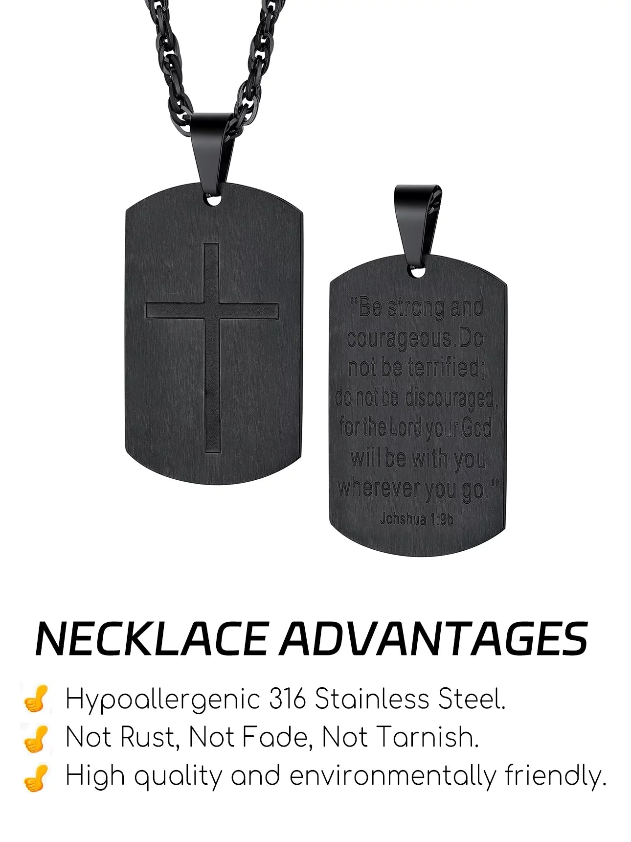 Cross Necklace for Men Stainless Steel Dog Tag Pendant Christian Serenity Prayer Religious Faith Gifts for Brother Nephew Son Dad