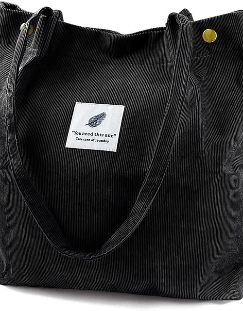 Load image into Gallery viewer, Corduroy Tote Bag Large for Women Girl Lady Canvas Shoulder Cord Purse with Inner Pocket
