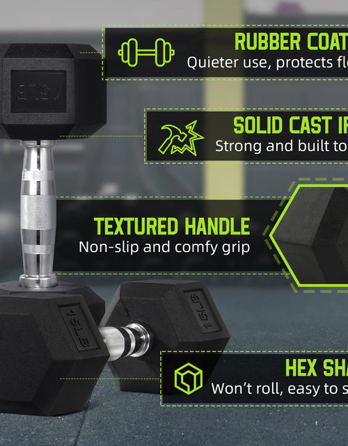 Load image into Gallery viewer, Rubber Encased Hex Dumbbell, 25Lbs, Single
