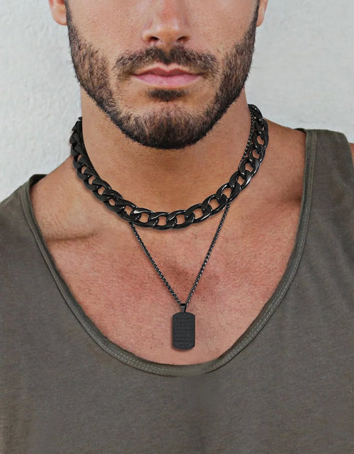 Load image into Gallery viewer, Cross Necklace for Men Stainless Steel Dog Tag Pendant Christian Serenity Prayer Religious Faith Gifts for Brother Nephew Son Dad
