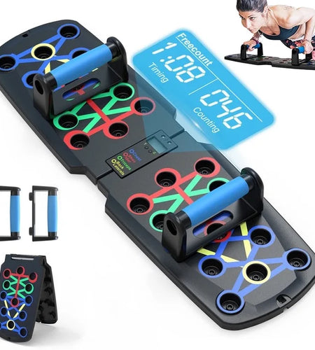 Push up Board with Automatic Count, Portable Multi-Function Foldable 10 in 1 Push up Bar, Push up Handles for Floor,Professional Push up Strength Training Equipment with Timer