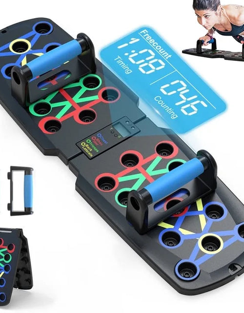 Load image into Gallery viewer, Push up Board with Automatic Count, Portable Multi-Function Foldable 10 in 1 Push up Bar, Push up Handles for Floor,Professional Push up Strength Training Equipment with Timer
