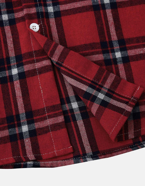 Load image into Gallery viewer, Men'S Casual Plaid Flannel Jacket with Hoodie Lightweight Fall Winter Long Sleeve Button down Plaid Flannel Hooded Shirt Red L

