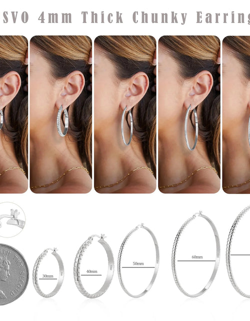 Load image into Gallery viewer, 2 Pairs 18K White Gold Plated Hoop Earrings for Women S925 Sterling Silver Post Hypoallergenic Earrings Set Birthday Christmas Jewelry Gifts Mom Girlfriend Adults Stocking Stuffers 30/40MM
