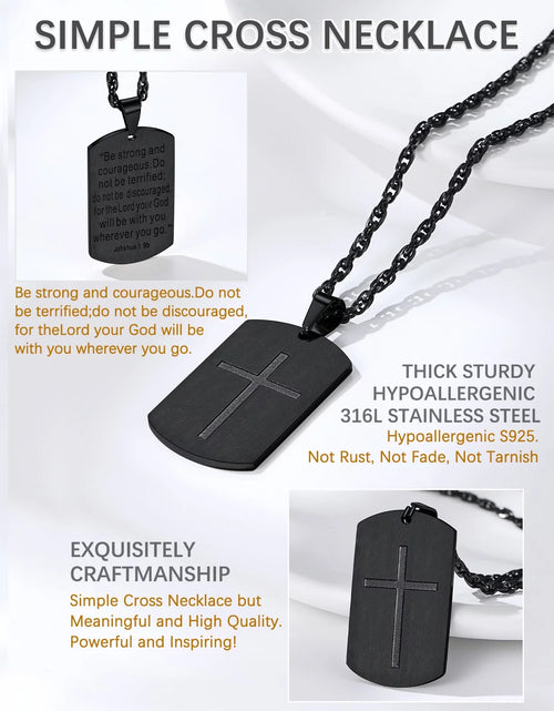 Load image into Gallery viewer, Cross Necklace for Men Stainless Steel Dog Tag Pendant Christian Serenity Prayer Religious Faith Gifts for Brother Nephew Son Dad
