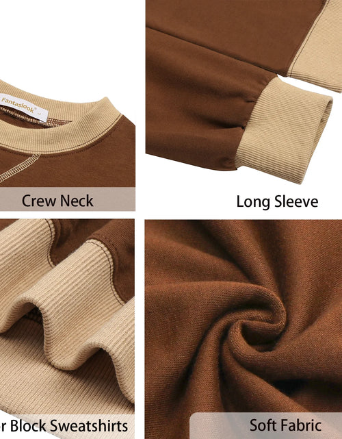 Load image into Gallery viewer, Color Block Sweatshirts for Women Crewneck Long Sleeve Oversized Pullover Tops Casual Fall Outfits
