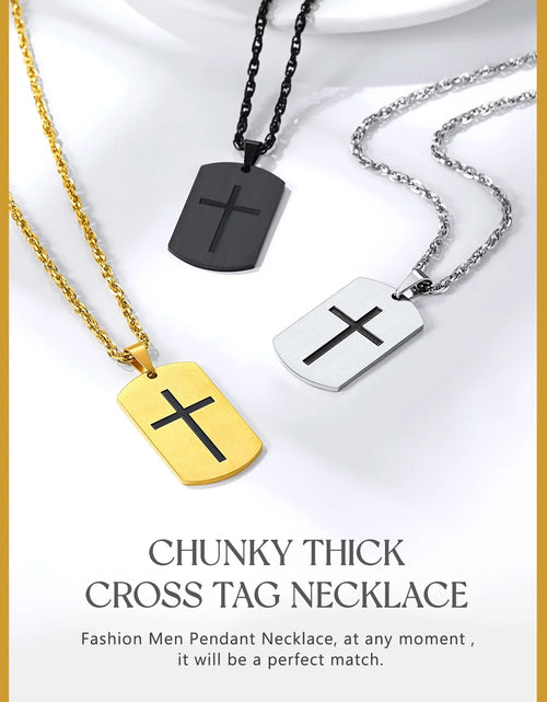 Load image into Gallery viewer, Cross Necklace for Men Stainless Steel Dog Tag Pendant Christian Serenity Prayer Religious Faith Gifts for Brother Nephew Son Dad
