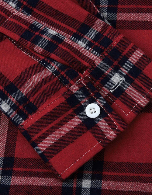 Load image into Gallery viewer, Men'S Casual Plaid Flannel Jacket with Hoodie Lightweight Fall Winter Long Sleeve Button down Plaid Flannel Hooded Shirt Red L
